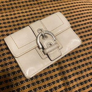 Off White Cream Taupe Neutral Vintage Coach Card Wallet With Front Buckle